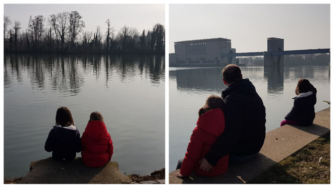 Spaziergang am Main an der Schleuse Griesheim in Frankfurt am Main