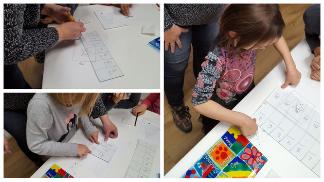 Die Kinder können das Glasschneiden ausprobieren