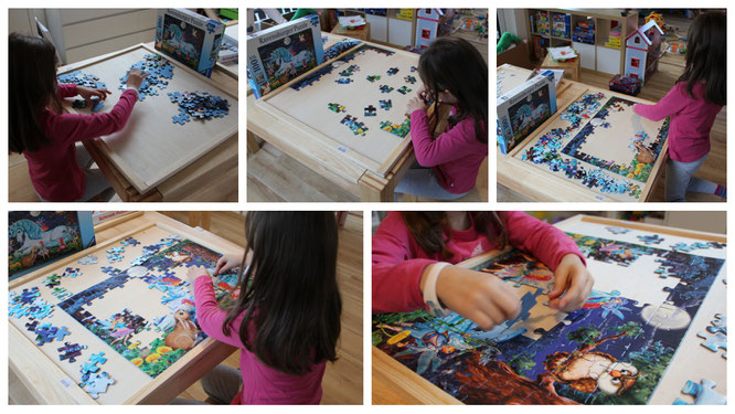 Unsere Kleine puzzelt ein Ravensburger-Puzzle