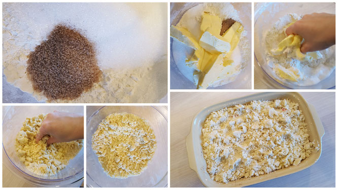 Zubereitung der Streusel für den Apfel-Crumble
