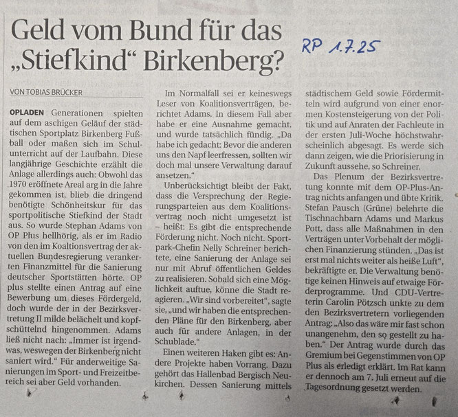 Geld vom Bund für das Stiefkind Birkenberg  Opladen Plus  Stephan Adams