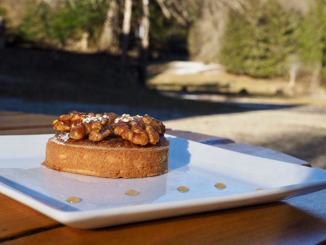 La tarte aux noix de la Gélinotte. Photo Frédi