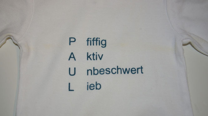 Body mit Aufschrift Paul Pfiffig Aktiv Unbeschwert Lieb