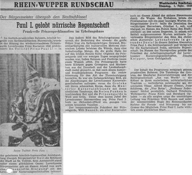 Rhein Wupper Rundschau vom 01. Februar 1949