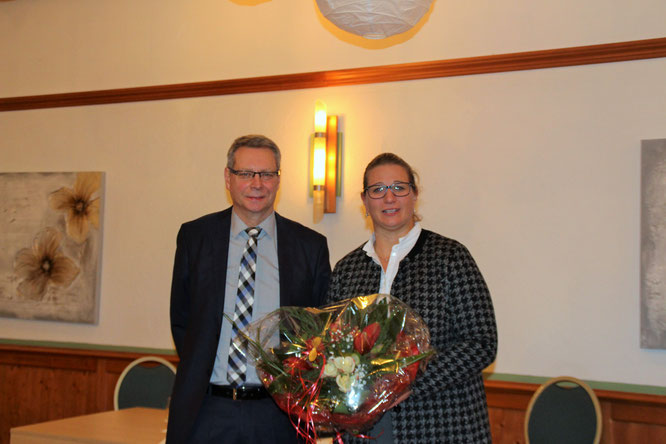 1. Vorsitzender Handwerkerverein Axel Haab mit Wirtschaftsministerin Anke Rehlinger