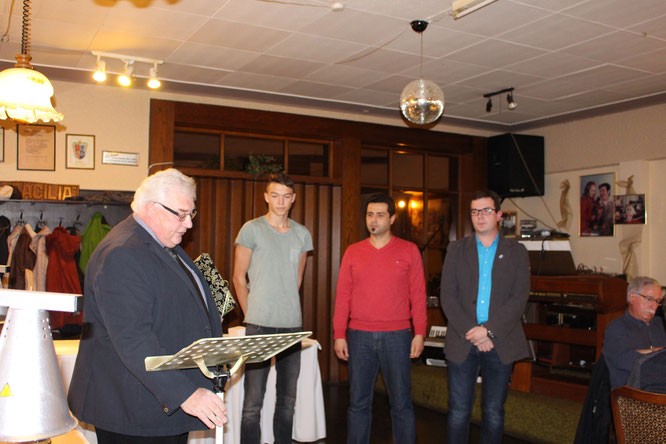 v. links: Norbert Rauber, Jonathan Backes, Mahir Celik, Philipp Backes