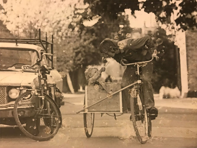 Lars Engstrøm mit Kind, 80er Jahre