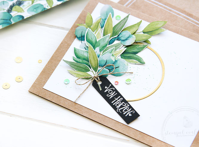 Karte mit Designerpapier Ewiges Gruen-stampin up