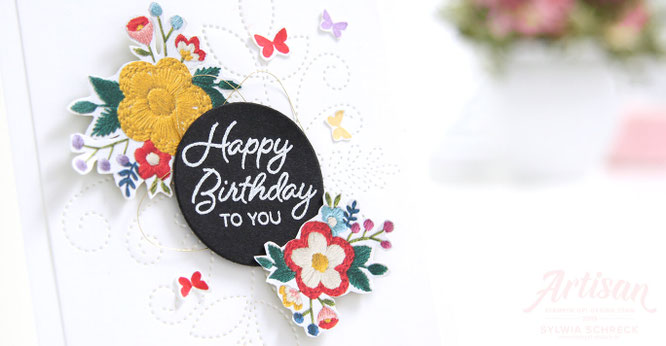 happy birthday -bestickte geburtstagskarte