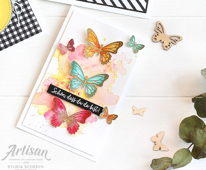 Schmetterlinge Aquarellkarte Stampinup 