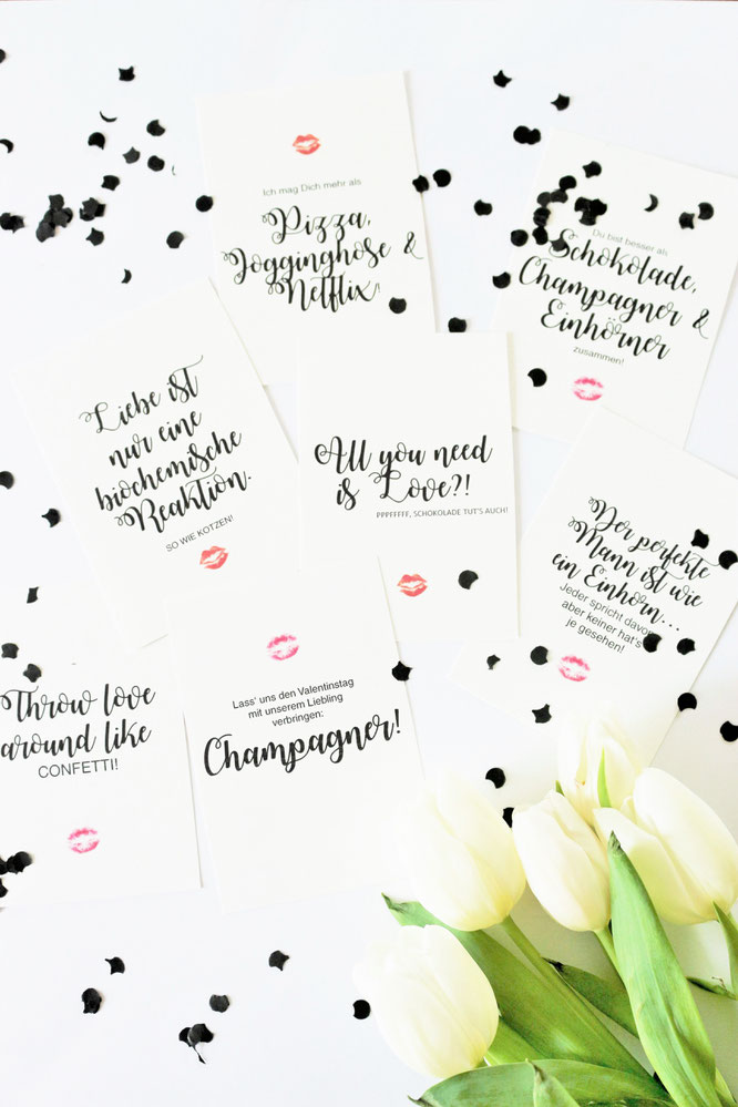 Bild: DIY Geschenk Idee zum Valentinstag für Sie und Ihn, die Freundin, Mutter, Vater oder Kollegen. Hier gibt's kreative Freebie Karten und Poster als Bastelvorlage zum runterladen, ausdrucken und verschenken; www.partystories.de
