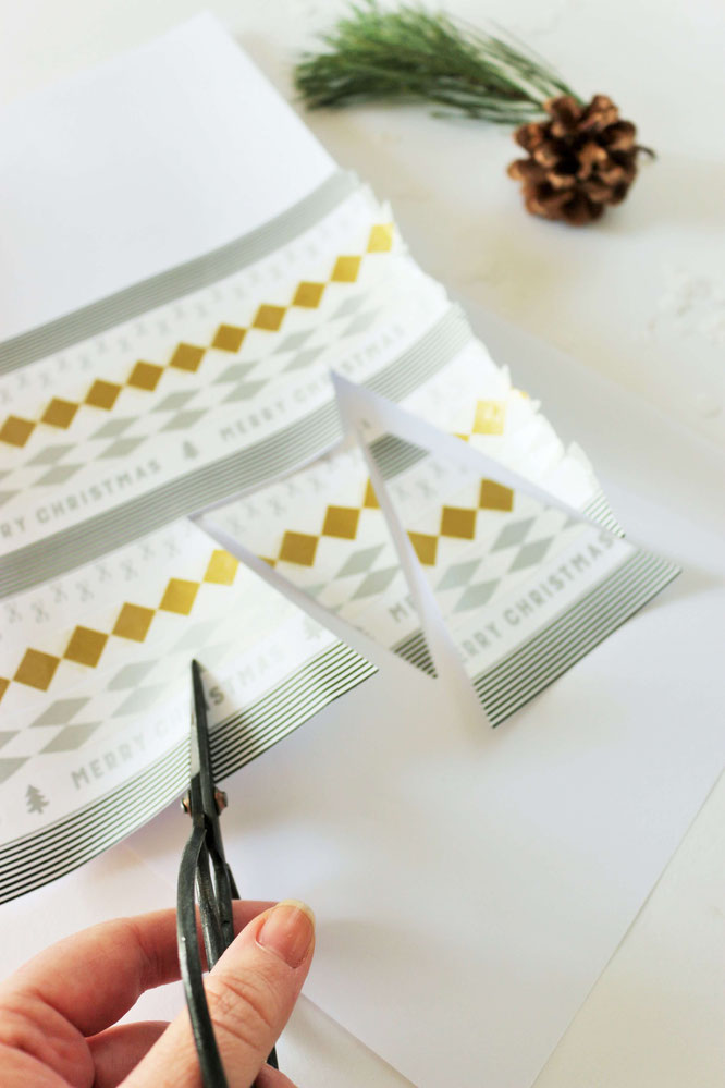 Bild: DIY Tannenbaum Cake Topper - Mit dieser Anleitung Kuchentopper als Deko für Advent & Weihnachten aus Maskingtape selber machen, gefunden auf Partystories.de // #Kuchentopper #Caketopper #Kuchentopperdiy #diydeko