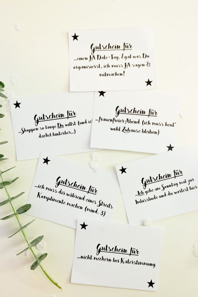 Bild: DIY Adventskalender für ihn, mit passenden Gutscheinen als gratis Download, gefunden auf Partystories.de