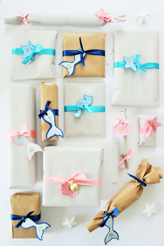 Bild: DIY Adventskalender für Kinder im Meerjungfrauen und Unter Wasser Stil basteln, Anleitung und Ideen zum Befüllen vom DIY Deko & Partystyling Blog Partystories.de // #Adventskalender #DIYadventskalender #Meerjungfrauen #Mermaid #unterWasser #basteln