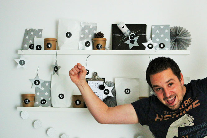 Bild: Diese DIY Adventskalender Idee für IHN mit Freebie Gutscheinen zum Ausdrucken und Verschenken ganz schnell und einfach selber basteln; gefunden auf www.partystories.de