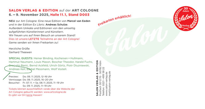Einladung, Salon Verlag, Art Cologne, Andreas Keil, Köln, 2025