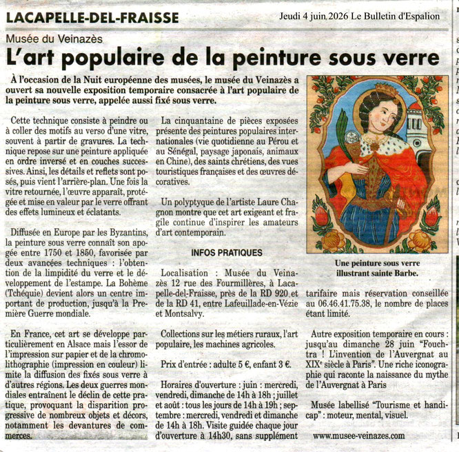 peinture sous verre, musee veinazes, art populaire, cantal