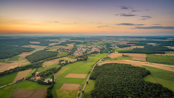Poppenhausen Schweinfurt Unterfranken Luftbild Dji Drohne Copter Lightroom Landschaft Sonnenuntergang