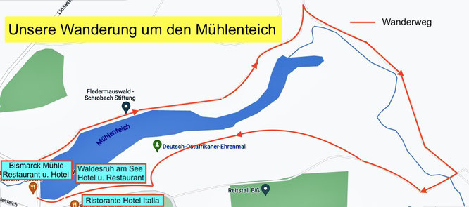 Bild: Karte der Wanderung um den Mühlenteich