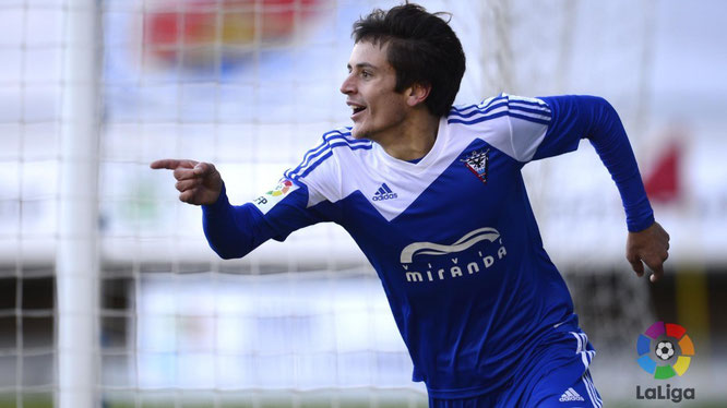 Sangalli celebra un gol esta temporada. Foto: www.laliga.es