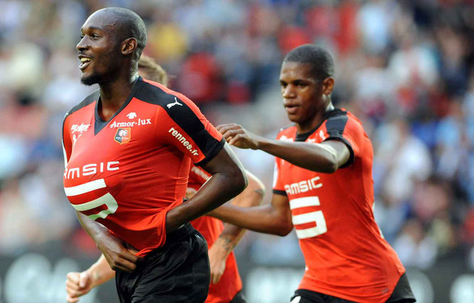 Sio celebra un gol con el Rennes. Foto: F. Tanneau / AFP