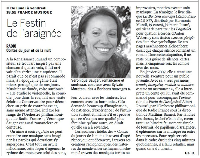Journal Le Monde (G. Condé) / Véronique Sauger