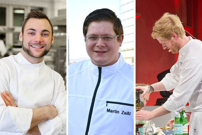 Foto: Drei der zehn Teilnehmer des Vorentscheids: Sebastian Schinko (Finalist der „Jungen Wilden 2016“), Martin Zeißl (dreimal Teilnehmer beim „Koch des Jahres“) und Ricky Saward (v.l.) ©S.Pellegrino