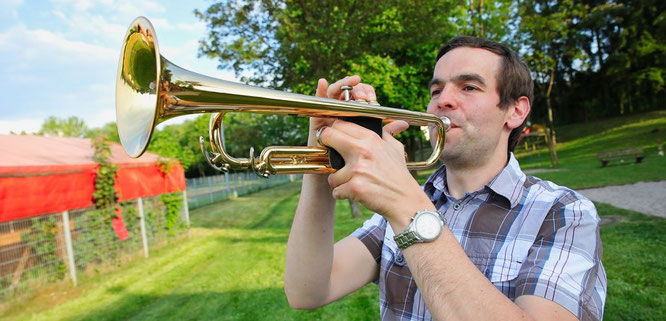 Stefan Breyer ist auch der erste Trompeter im Saar Wind Orchestra
