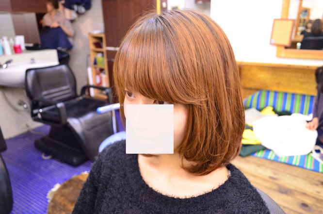 内巻きパーマ-ミディアム