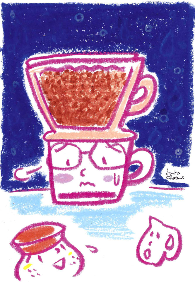 茶谷順子 コーヒーイラスト 牛乳ドリップ