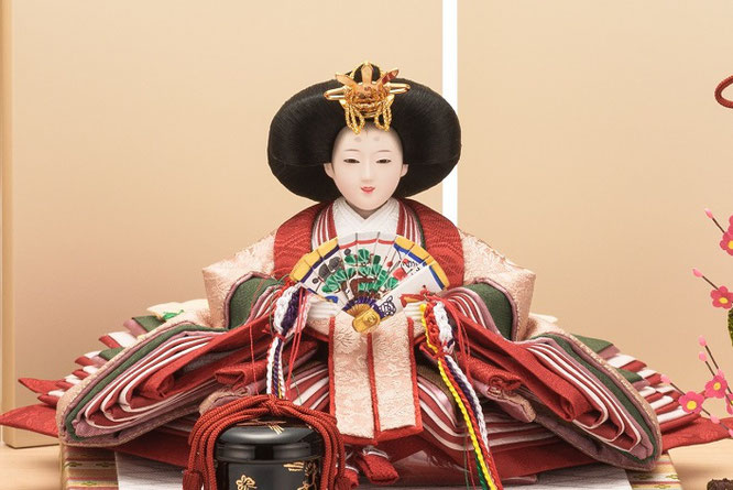 優香作ひな人形「親王飾り」麹塵 京十三 光琳桜　女雛