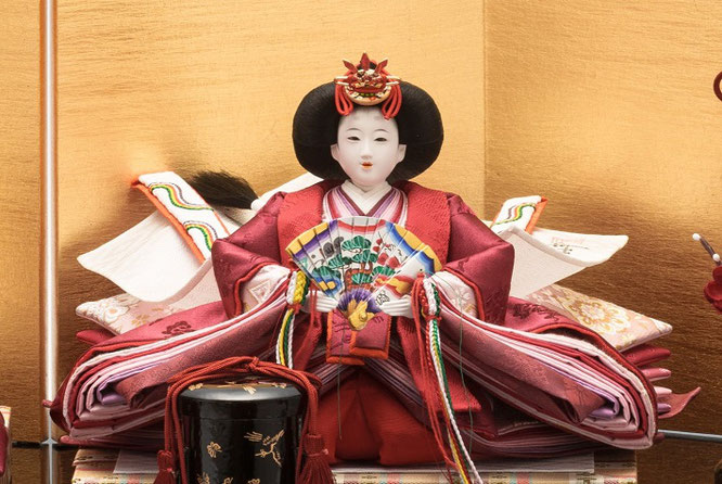 小出松寿作 親王飾り 正絹 雲鶴文様 十一番　女雛