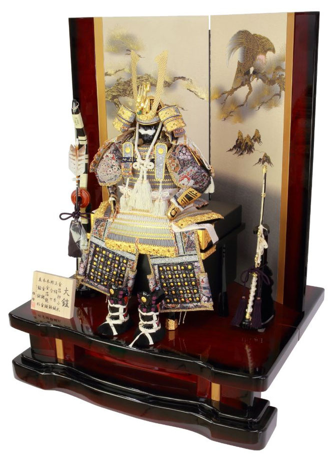 五月人形  兜飾り (平安雅峰) 雅峰作 鎧12号平飾り - 伽楠（かなん）