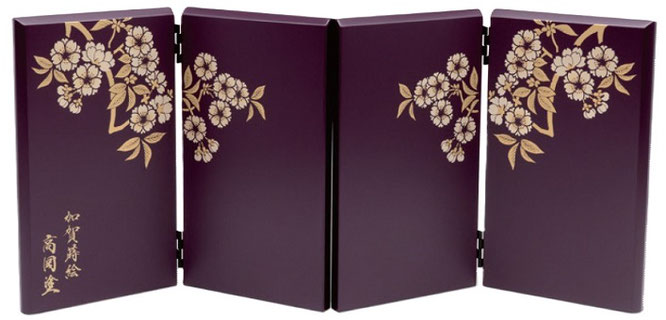 屏風 二曲一双 半艶古代紫 光琳桜