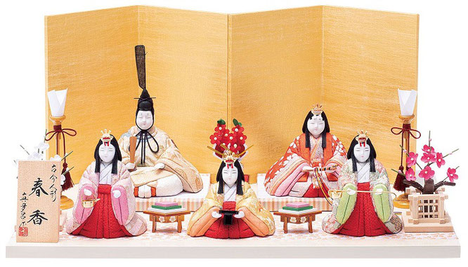 真多呂作ひな人形 段飾り 春香５人飾り（1381）