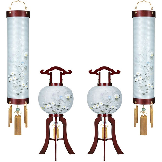 美吉野　伝統工芸　大内行灯　絹　二重絵　秋の花と五重塔 美吉野 伝統工芸 大内行灯 絹 二重絵 秋の花と五重塔