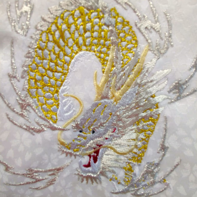 名前旗 白龍（特小）白 小桜 白金糸刺繍 高さ31cm（5337）龍は立身出世の象徴