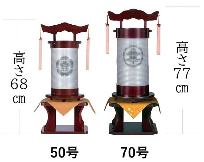 盆提灯 創作提灯 法明燈 桜 絹二重無地　50号と70号