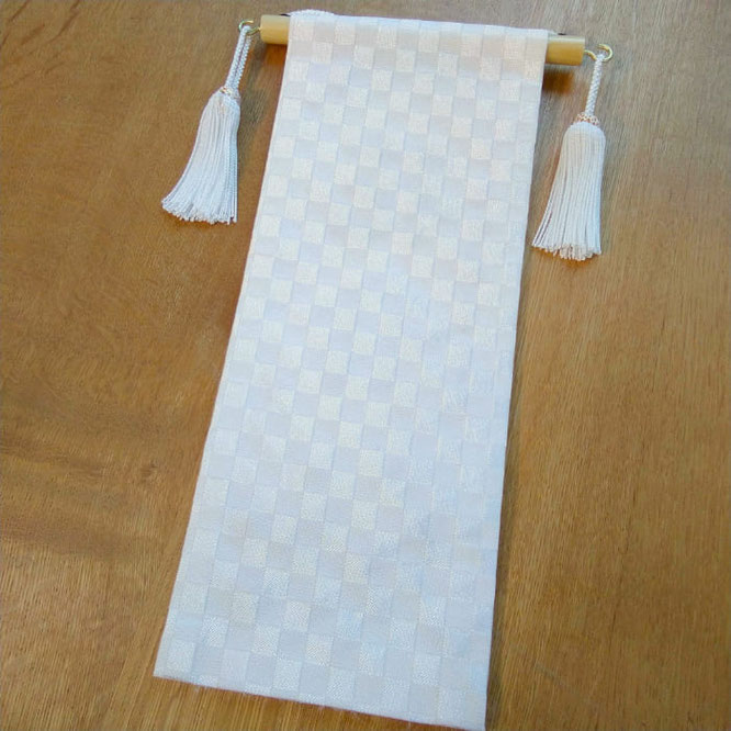名前旗 西陣織 花蝶(白)S 高さ38cm(E-7)背面