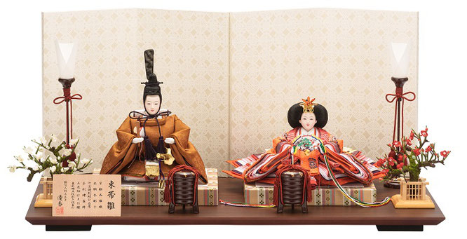 優香作ひな人形「親王飾り」黄櫨染御袍 京十三