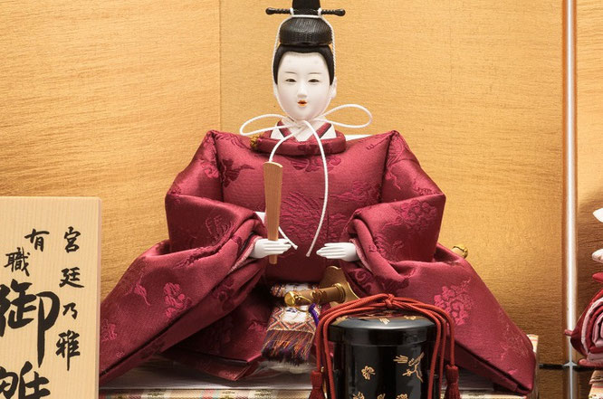 小出松寿作 親王飾り 正絹 雲鶴文様 十一番　男雛