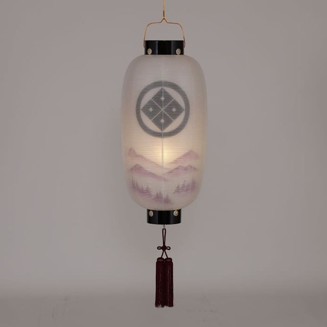 盆提灯 門提灯 長 絹二重 中 電池式LED（8324-GJ-091AC）※ライトアップ