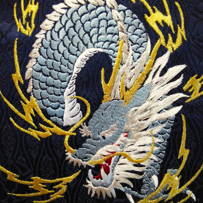 名前旗 蒼龍(特中)紺 金糸刺繍 高さ46cm(5332)龍は立身出世の象徴