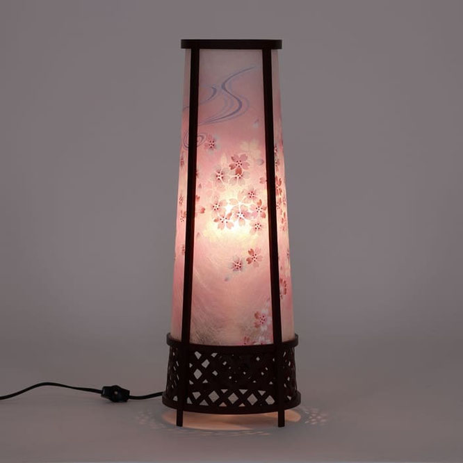 盆提灯 創作提灯 霊前灯 竹蘭 8号 桜　ライトアップ