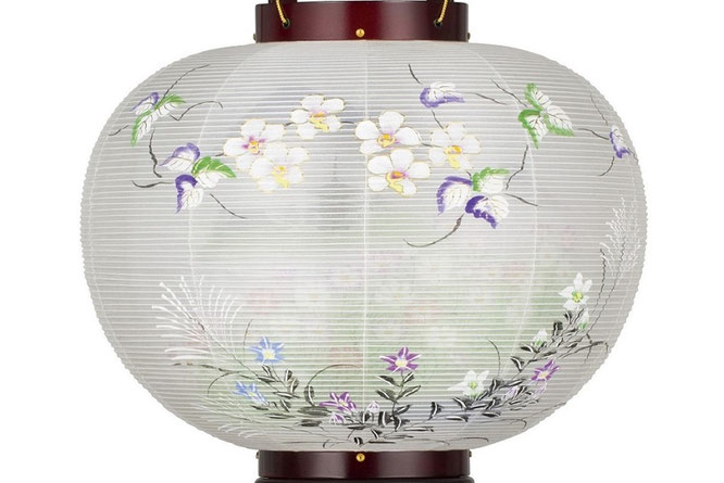 盆提灯 行灯 桜調 絹二重絵 胡蝶蘭　火袋