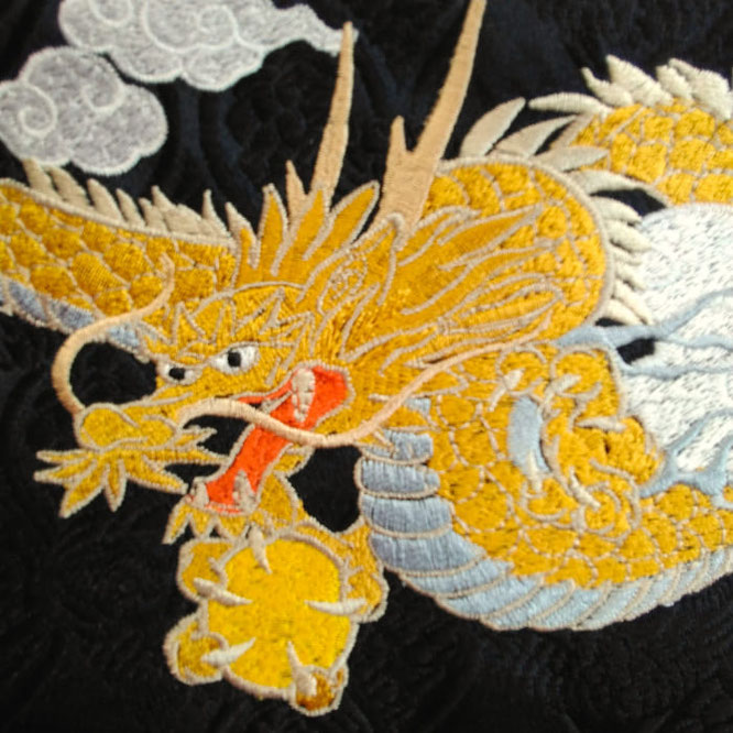 名前旗 西陣織 龍虎(黒)L 高さ56cm(ENF-33)