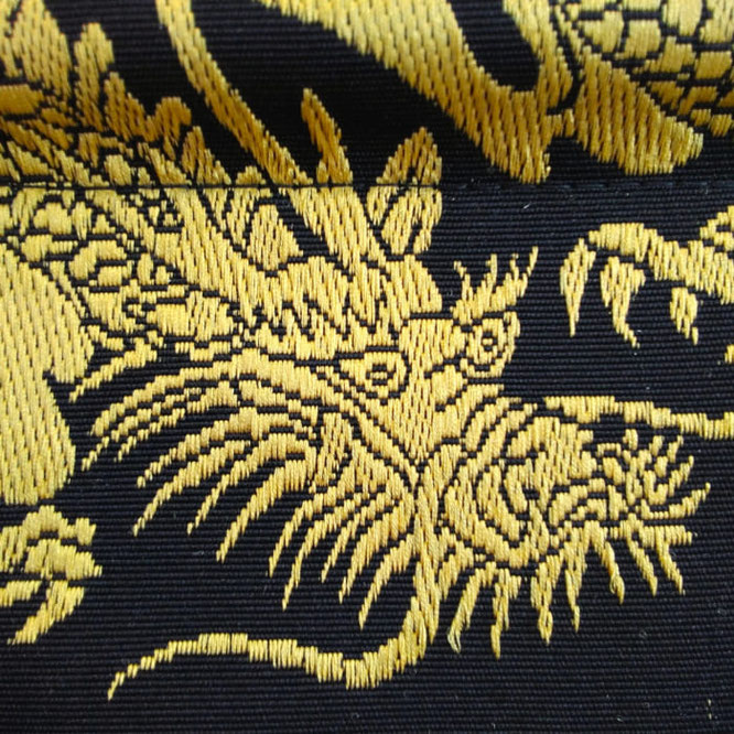 名前旗 博多織正絹帯地(黒)龍鯉 高さ55cm 台付(TNF-22)魔除けの龍
