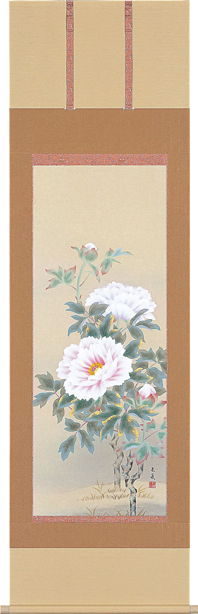 美品 掛け軸 日本画家 上村松篁筆「睡蓮」太巻き付 複製 61/300部 美品 掛け軸 日本画家 上村松篁筆「睡蓮」太巻き付 複製 61/300