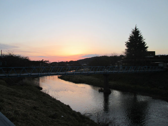 田村市船引地区、大滝根川の風景