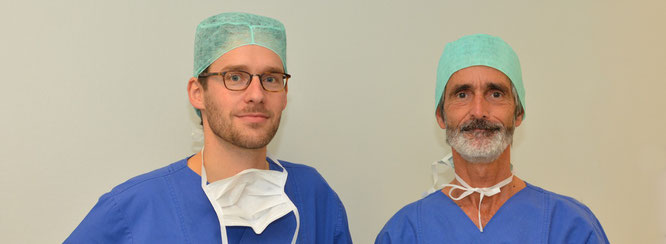 Bild Dr. Bickmann und Prof. Schworm (Operateure)